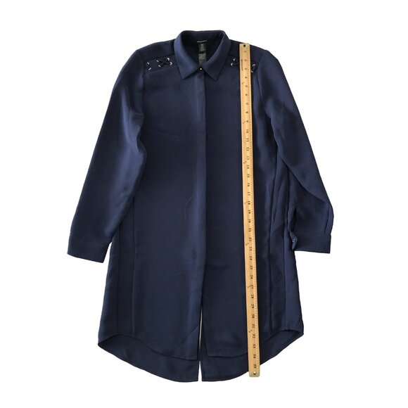 Chico's Black Label Womens Size 00 Navy Oversized Long Tunic Blouse Jacket - Picture 3 of 12